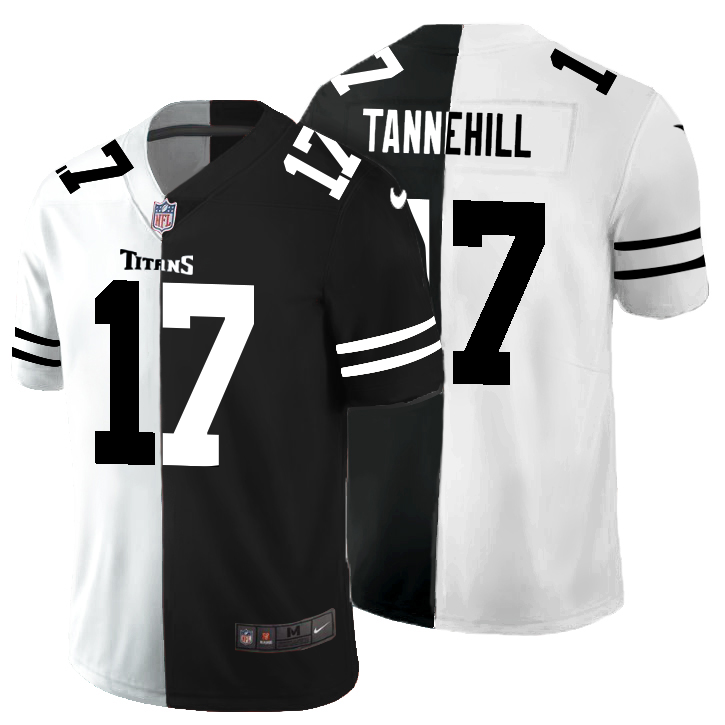 Tennessee Titans #17 Ryan Tannehill Men's Black V White Peace Split Nike Vapor Untouchable Limited NFL Jersey