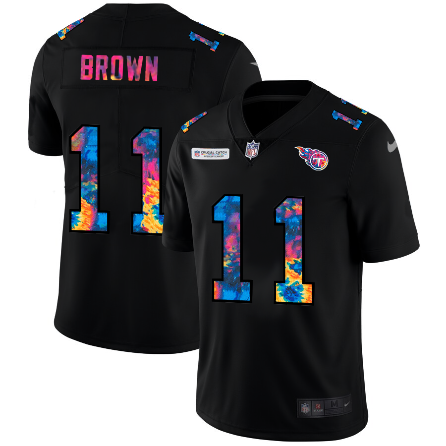 Tennessee Titans #11 A.J. Brown Men's Nike Multi-Color Black 2020 NFL Crucial Catch Vapor Untouchable Limited Jersey