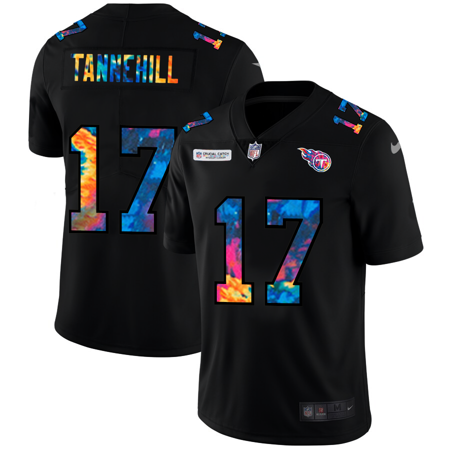 Tennessee Titans #17 Ryan Tannehill Men's Nike Multi-Color Black 2020 NFL Crucial Catch Vapor Untouchable Limited Jersey