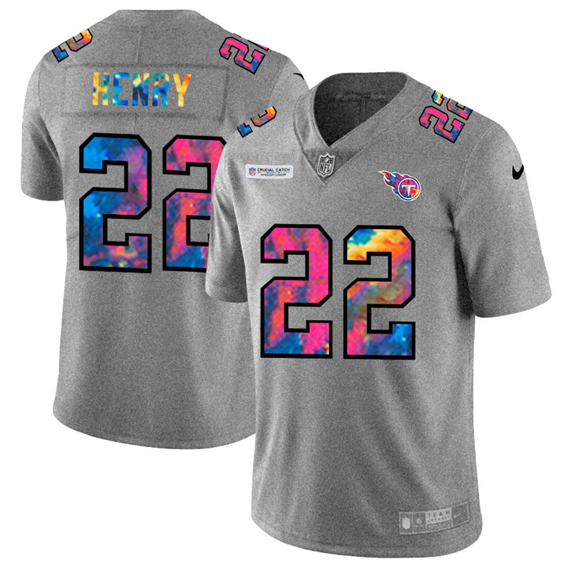 Tennessee Titans #22 Derrick Henry Men's Nike Multi-Color 2020 NFL Crucial Catch NFL Jersey Greyheather