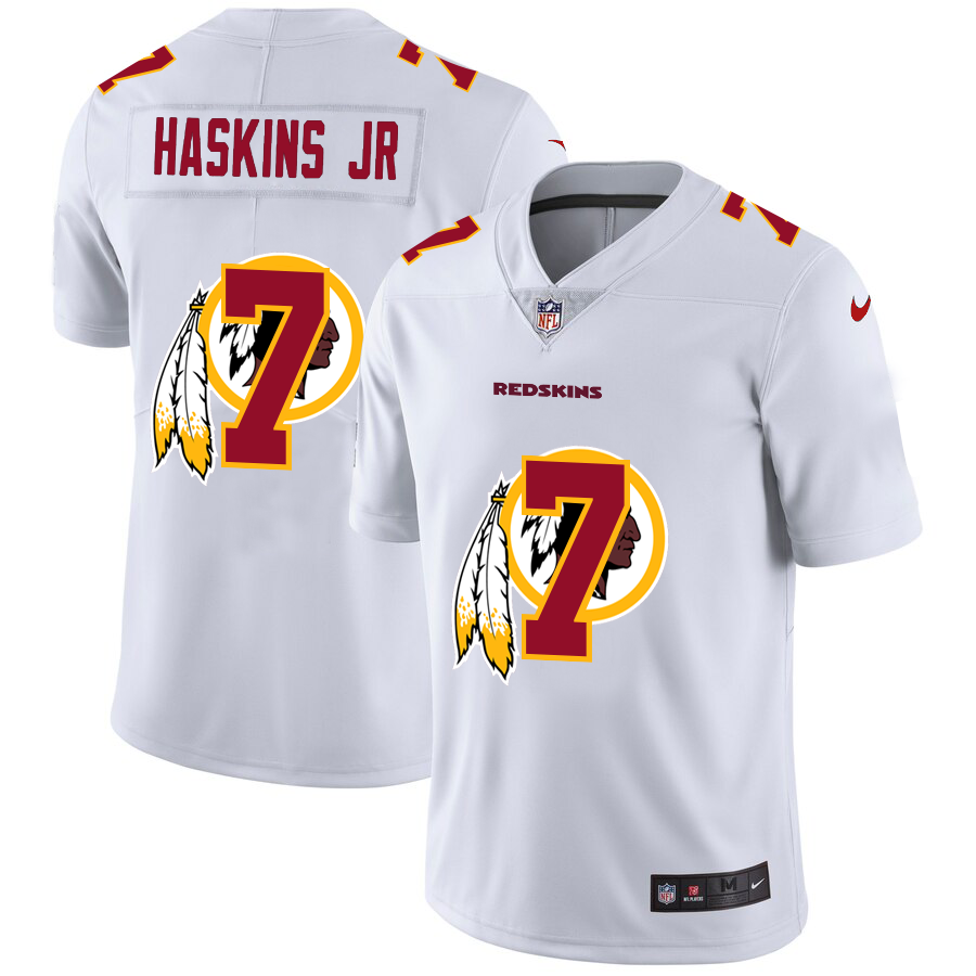 Washington Redskins #7 Dwayne Haskins Jr White Men's Nike Team Logo Dual Overlap Limited NFL Jersey