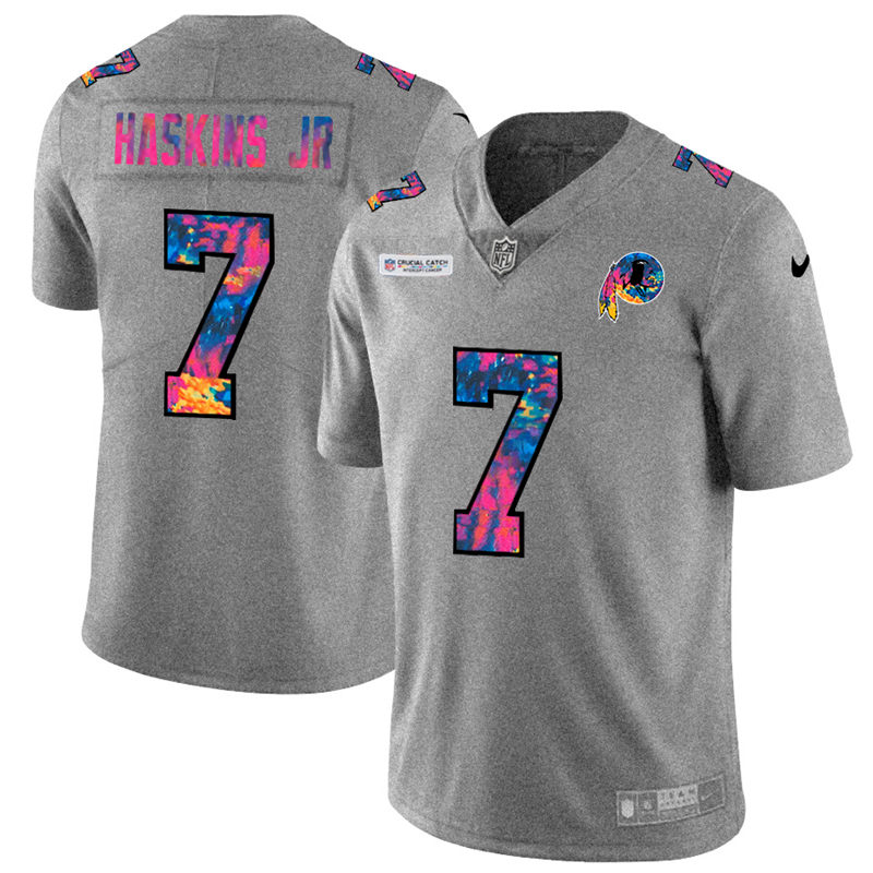 Washington Redskins #7 Dwayne Haskins Jr Men's Nike Multi-Color 2020 NFL Crucial Catch NFL Jersey Greyheather