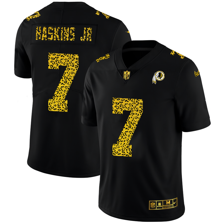 Washington Redskins #7 Dwayne Haskins Jr Men's Nike Leopard Print Fashion Vapor Limited NFL Jersey Black