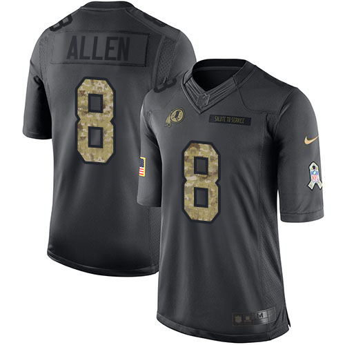 Nike Redskins #8 Kyle Allen Black Men's Stitched NFL Limited 2016 Salute to Service Jersey