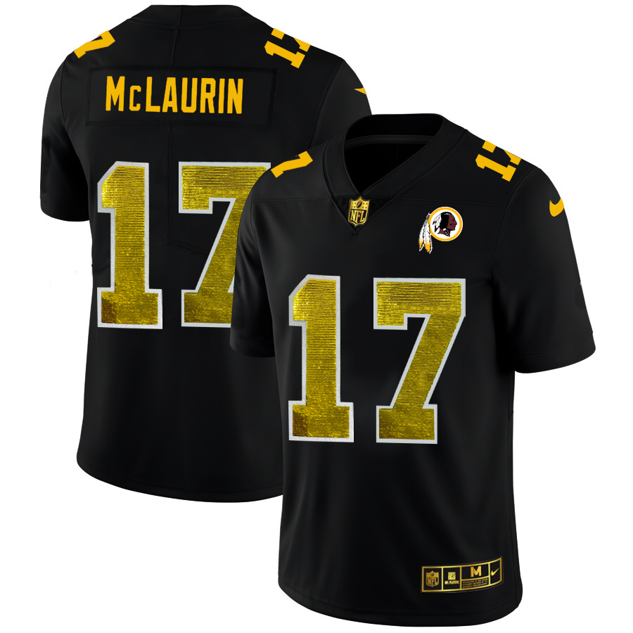 Washington Redskins #17 Terry McLaurin Men's Black Nike Golden Sequin Vapor Limited NFL Jersey