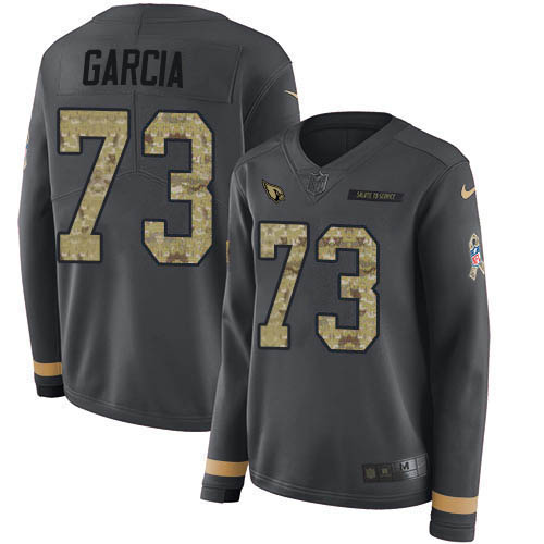 Nike Cardinals #73 Max Garcia Anthracite Salute to Service Women's Stitched NFL Limited Therma Long Sleeve Jersey