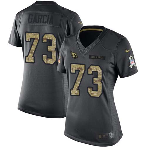 Nike Cardinals #73 Max Garcia Black Women's Stitched NFL Limited 2016 Salute to Service Jersey