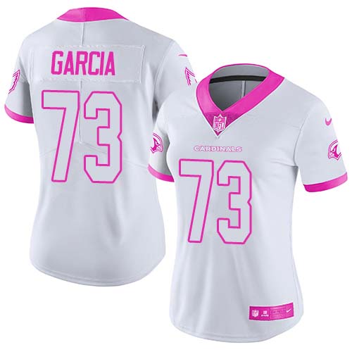 Nike Cardinals #73 Max Garcia White/Pink Women's Stitched NFL Limited Rush Fashion Jersey