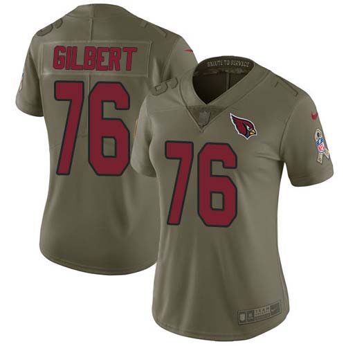 Nike Cardinals #76 Marcus Gilbert Olive Women's Stitched NFL Limited 2017 Salute To Service Jersey