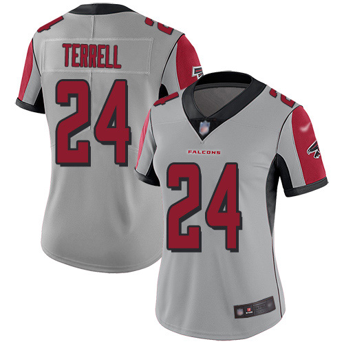 Nike Falcons #24 A.J. Terrell Silver Women's Stitched NFL Limited Inverted Legend Jersey