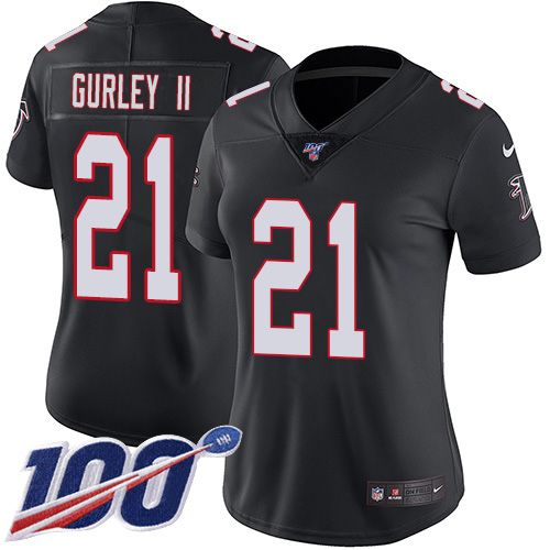 Nike Falcons #21 Todd Gurley II Black Alternate Women's Stitched NFL 100th Season Vapor Untouchable Limited Jersey