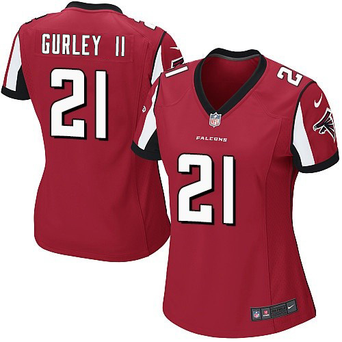 Nike Falcons #21 Todd Gurley II Red Team Color Women's Stitched NFL New Elite Jersey