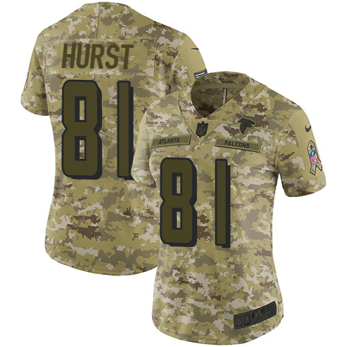 Nike Falcons #81 Hayden Hurst Camo Women's Stitched NFL Limited 2018 Salute To Service Jersey