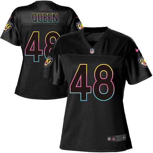 Nike Ravens #48 Patrick Queen Black Women's NFL Fashion Game Jersey
