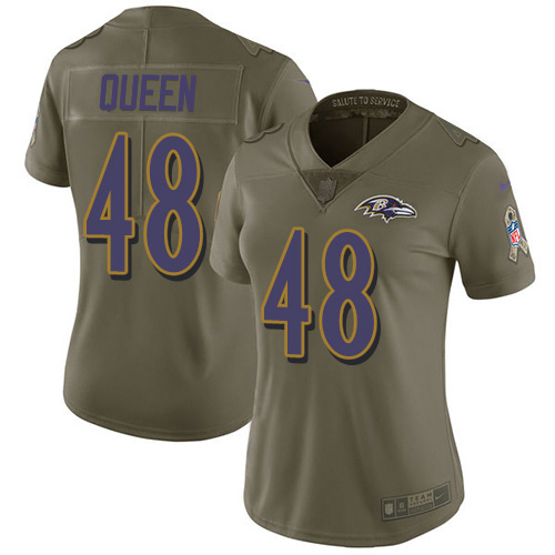 Nike Ravens #48 Patrick Queen Olive Women's Stitched NFL Limited 2017 Salute To Service Jersey