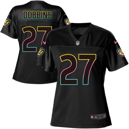 Nike Ravens #27 J.K. Dobbins Black Women's NFL Fashion Game Jersey