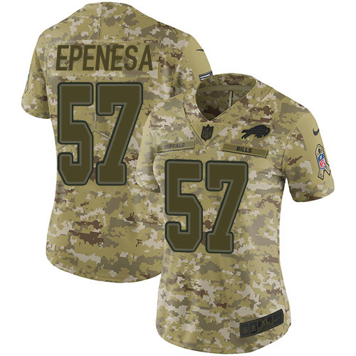 Nike Bills #57 A.J. Epenesas Camo Women's Stitched NFL Limited 2018 Salute To Service Jersey