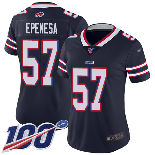 Nike Bills #57 A.J. Epenesas Navy Women's Stitched NFL Limited Inverted Legend 100th Season Jersey