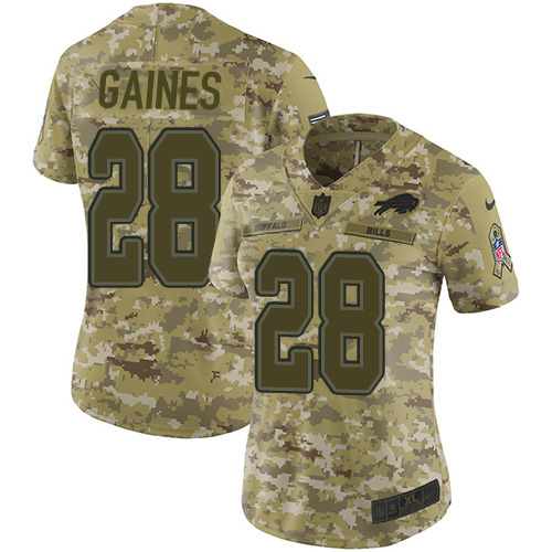 Nike Bills #28 E.J. Gaines Camo Women's Stitched NFL Limited 2018 Salute To Service Jersey