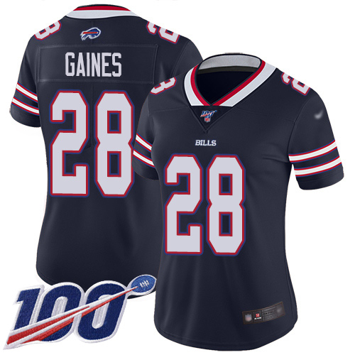 Nike Bills #28 E.J. Gaines Navy Women's Stitched NFL Limited Inverted Legend 100th Season Jersey