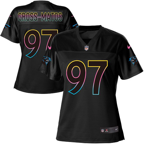 Nike Panthers #97 Yetur Gross-Matos Black Women's NFL Fashion Game Jersey