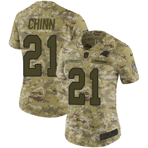 Nike Panthers #21 Jeremy Chinn Camo Women's Stitched NFL Limited 2018 Salute To Service Jersey