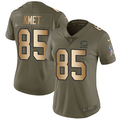 Nike Bears #85 Cole Kmet Olive/Gold Women's Stitched NFL Limited 2017 Salute To Service Jersey