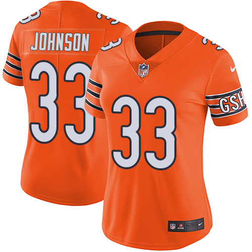 Nike Bears #33 Jaylon Johnson Orange Women's Stitched NFL Limited Rush Jersey