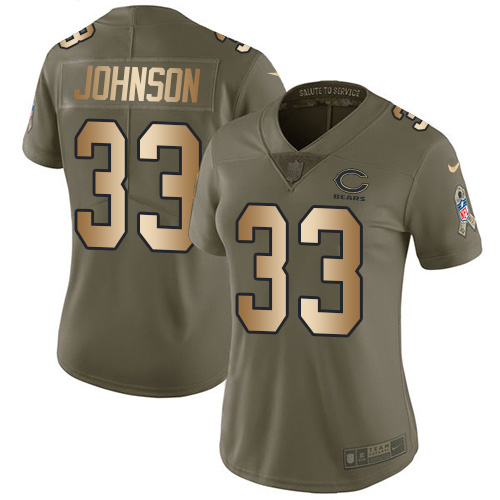Nike Bears #33 Jaylon Johnson Olive/Gold Women's Stitched NFL Limited 2017 Salute To Service Jersey