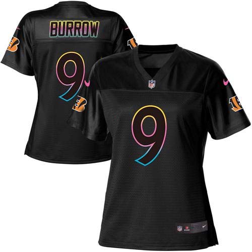 Nike Bengals #9 Joe Burrow Black Women's NFL Fashion Game Jersey