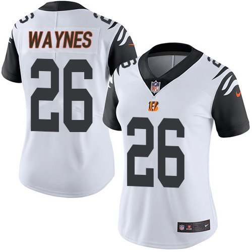 Nike Bengals #26 Trae Waynes White Women's Stitched NFL Limited Rush Jersey