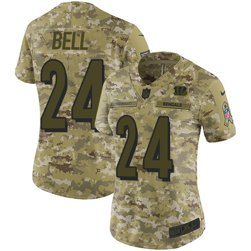 Nike Bengals #24 Vonn Bell Camo Women's Stitched NFL Limited 2018 Salute To Service Jersey