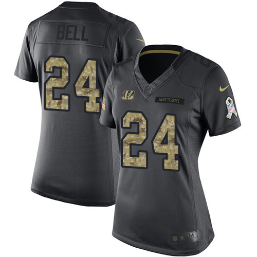 Nike Bengals #24 Vonn Bell Black Women's Stitched NFL Limited 2016 Salute to Service Jersey