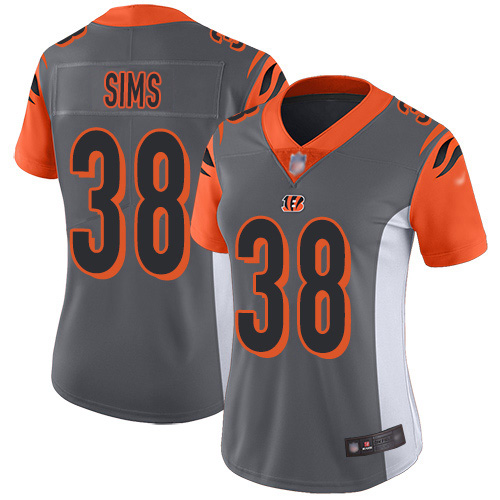 Nike Bengals #38 LeShaun Sims Silver Women's Stitched NFL Limited Inverted Legend Jersey
