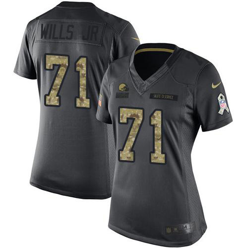 Nike Browns #71 Jedrick Wills JR Black Women's Stitched NFL Limited 2016 Salute to Service Jersey