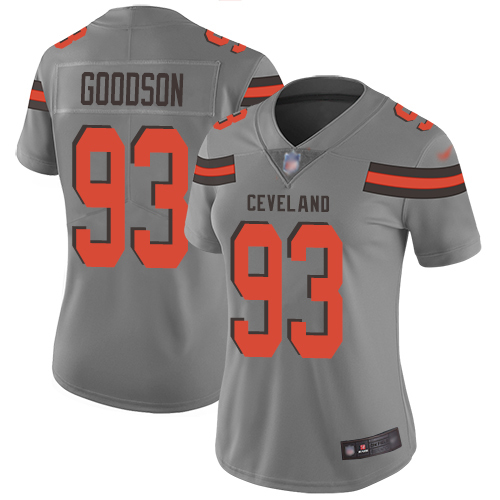 Nike Browns #93 B.J. Goodson Gray Women's Stitched NFL Limited Inverted Legend Jersey