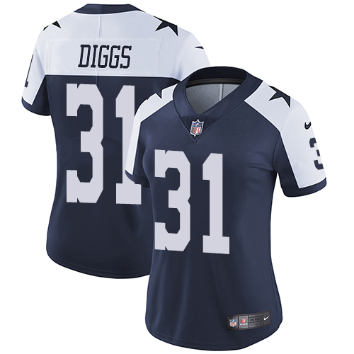 Nike Cowboys #31 Trevon Diggs Navy Blue Thanksgiving Women's Stitched NFL Vapor Throwback Limited Jersey