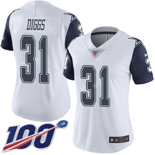Nike Cowboys #31 Trevon Diggs White Women's Stitched NFL Limited Rush 100th Season Jersey