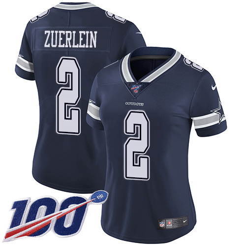 Nike Cowboys #2 Greg Zuerlein Navy Blue Team Color Women's Stitched NFL 100th Season Vapor Untouchable Limited Jersey