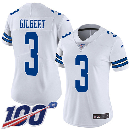 Nike Cowboys #3 Garrett Gilbert White Women's Stitched NFL 100th Season Vapor Untouchable Limited Jersey