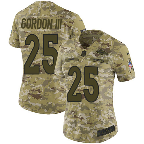 Nike Broncos #25 Melvin Gordon III Camo Women's Stitched NFL Limited 2018 Salute To Service Jersey