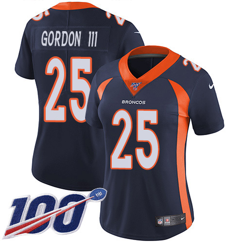 Nike Broncos #25 Melvin Gordon III Navy Blue Alternate Women's Stitched NFL 100th Season Vapor Untouchable Limited Jersey