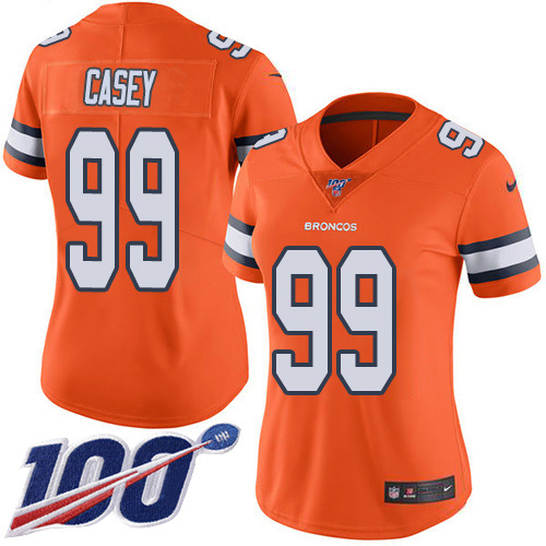 Nike Broncos #99 Jurrell Casey Orange Women's Stitched NFL Limited Rush 100th Season Jersey