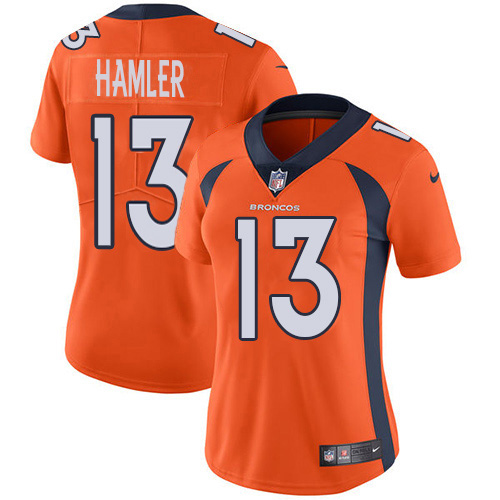 Nike Broncos #13 KJ Hamler Orange Team Color Women's Stitched NFL Vapor Untouchable Limited Jersey