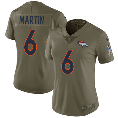 Nike Broncos #6 Sam Martin Olive Women's Stitched NFL Limited 2017 Salute To Service Jersey