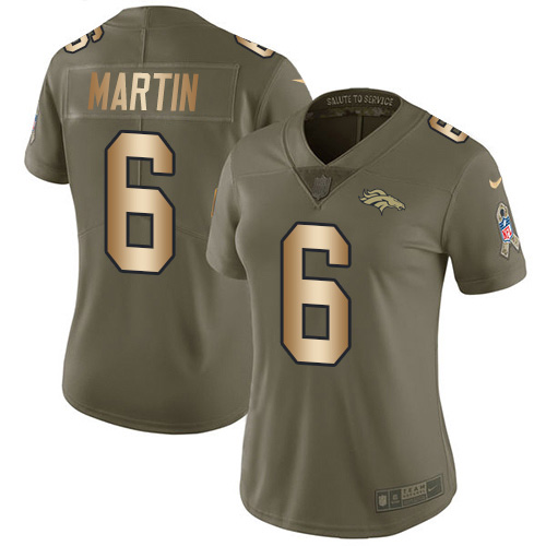 Nike Broncos #6 Sam Martin Olive/Gold Women's Stitched NFL Limited 2017 Salute To Service Jersey