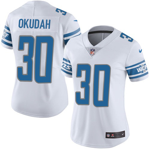 Nike Lions #30 Jeff Okudah White Women's Stitched NFL Vapor Untouchable Limited Jersey