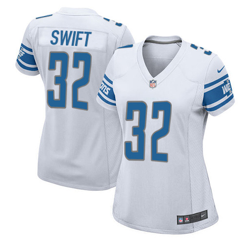 Nike Lions #32 D'Andre Swift White Women's Stitched NFL Elite Jersey