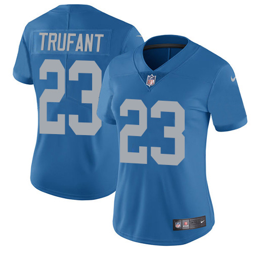 Nike Lions #23 Desmond Trufant Blue Throwback Women's Stitched NFL Vapor Untouchable Limited Jersey
