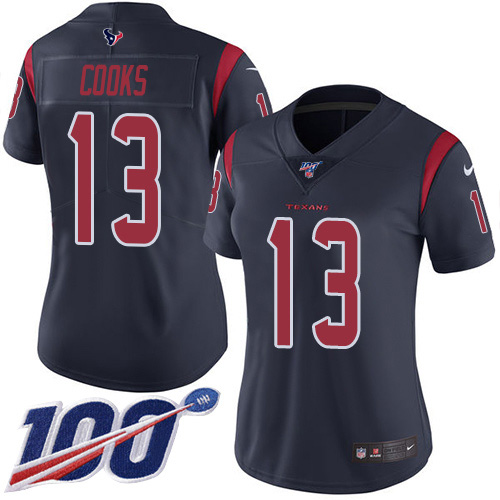 Nike Texans #13 Brandin Cooks Navy Blue Women's Stitched NFL Limited Rush 100th Season Jersey